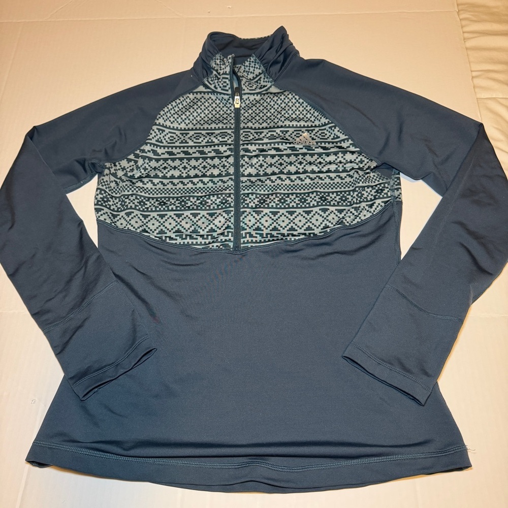 Adidas Women’s Grey Dry Fit 3/4 Zip Climawarm Size Large